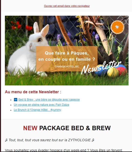 Orange Hotel : newsletter de Pâques